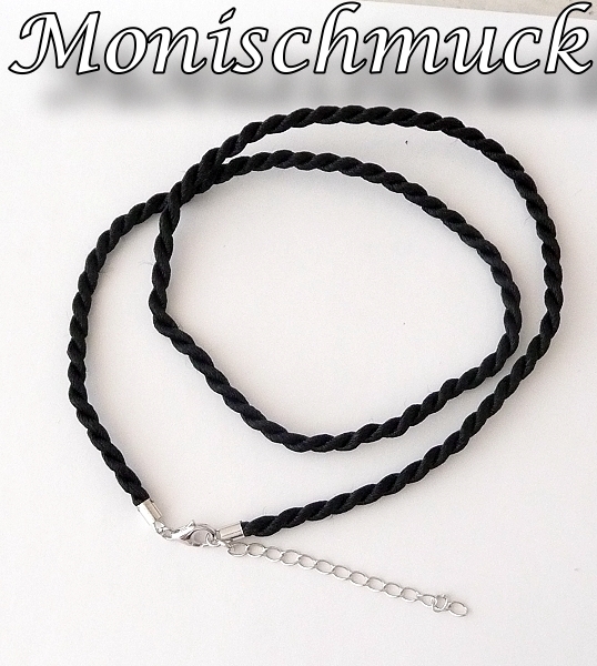 Kordelband Collier schwarz 3mm 45+5cm