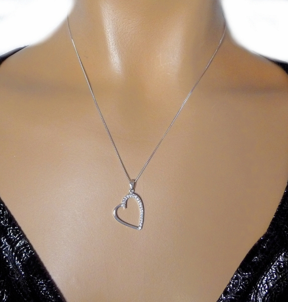 Collier Kette mit Herz 20x25 Zirkonia Silber 925 40+5cm