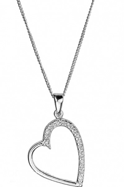 Collier Kette mit Herz 20x25 Zirkonia Silber 925 40+5cm