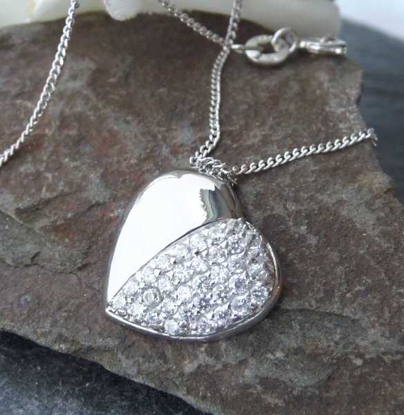 Collier Kette mit Herz 16x15 Zirkonia Silber 925 40+5cm