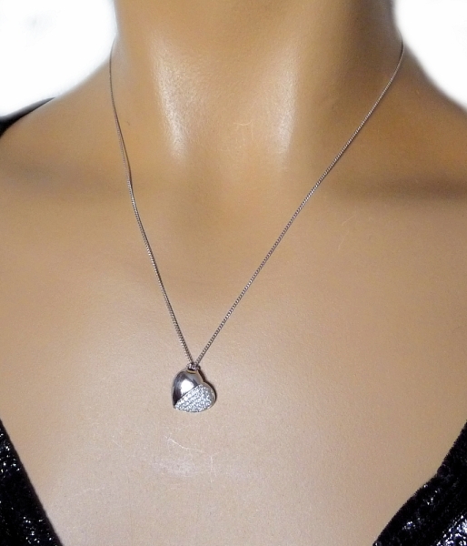 Collier Kette mit Herz 16x15 Zirkonia Silber 925 40+5cm