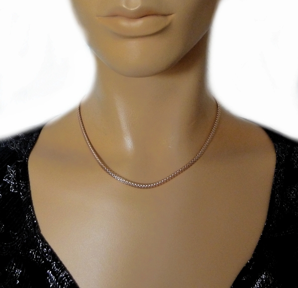 Collier Kette Schlauch oval Silber 925 rosé vergoldet 43cm