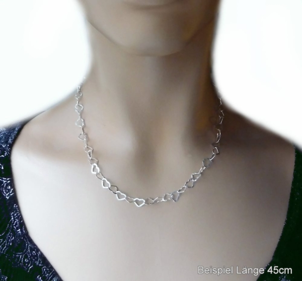 Collier Kette Design Herzen 925 Silber 40-90cm