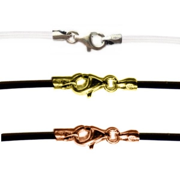 Kautschukbänder schwarz oder transparent 1,2mm mit 925 Silber Karabiner