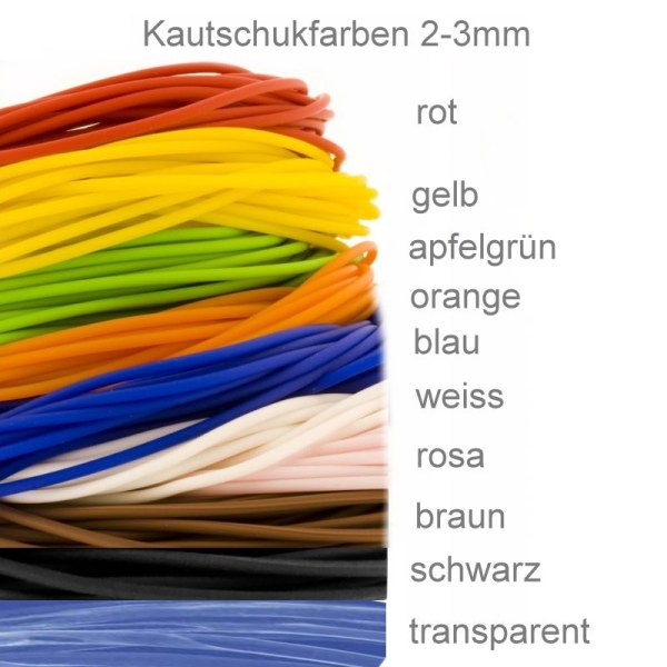 Kautschukbänder 2-3mm 10 Farben mit Edelstahl Bajonett