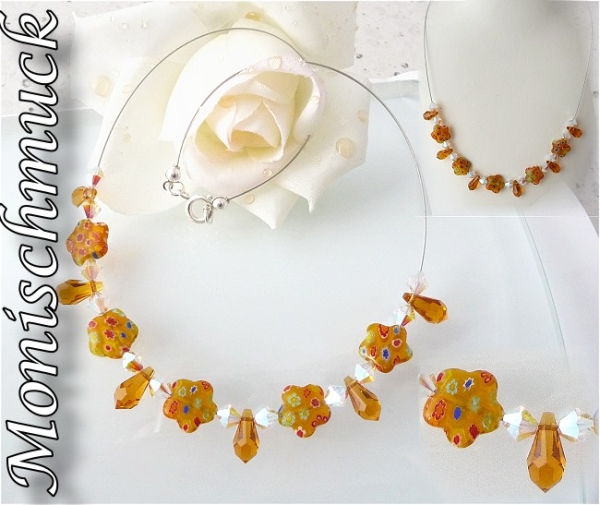 Collier Millefiori Topaz 42cn