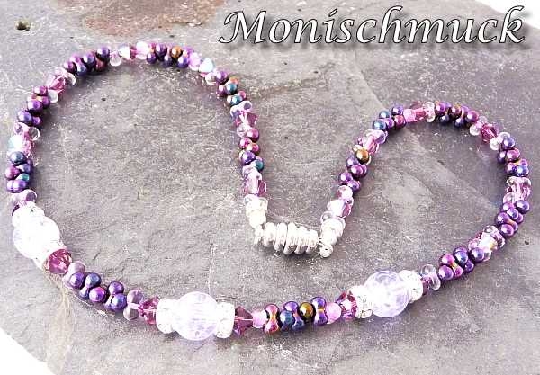 Collier Bergkristall mit Doppelkegel amethyst AB