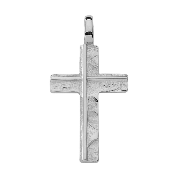 Anhänger Kreuz gehämmert 15x22mm 14Kt 585 WEISSGOLD