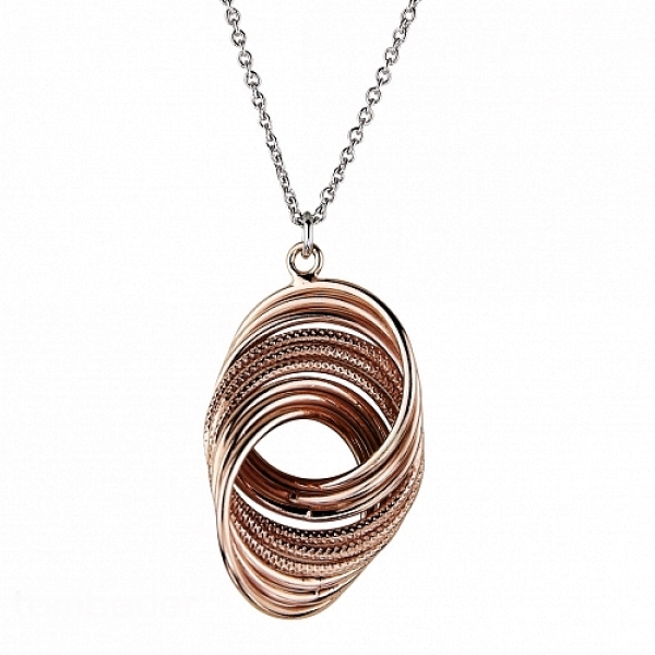 Collier Kette mit Anhänger Ringe Silber rosé 925 45cm