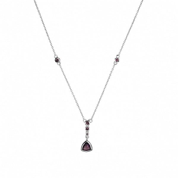 Collier Kette mit Anhänger Zirkonia lila Silber 925 42cm