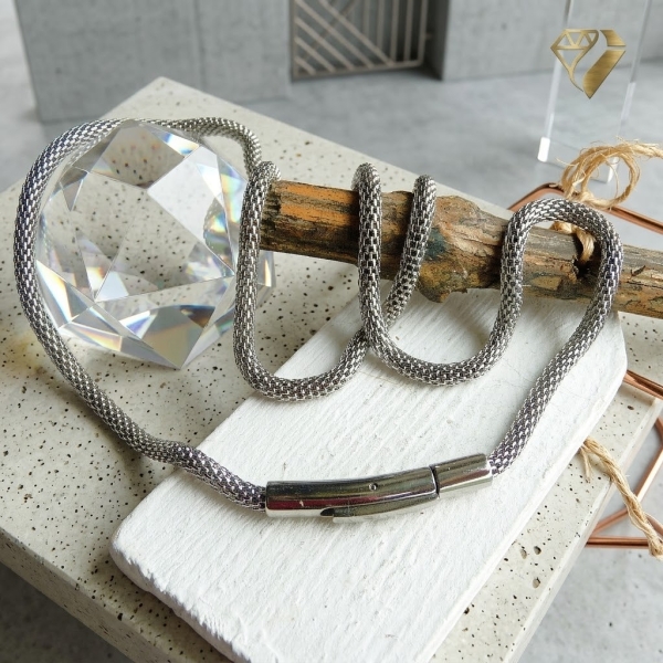 Kette Collier Mesh 3,2mm mit Clickverschluss Edelstahl