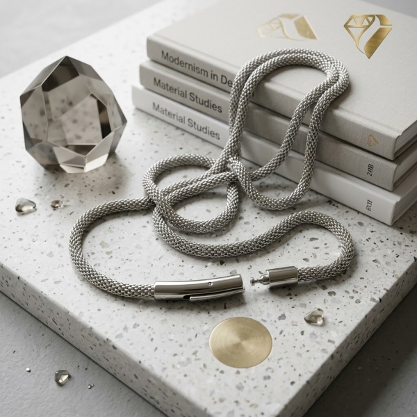 Kette Collier Mesh 3,2mm mit Clickverschluss Edelstahl