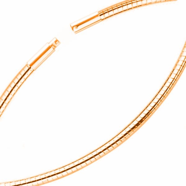Collier Omegareifen 1,3mm Bajonett rose vergoldet 925 Silber 40cm