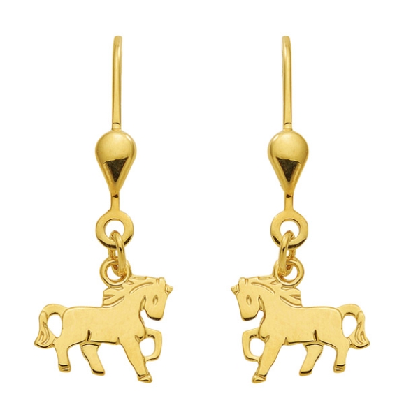 Ohrhänger Brisur Pferd 8Kt 333 GOLD