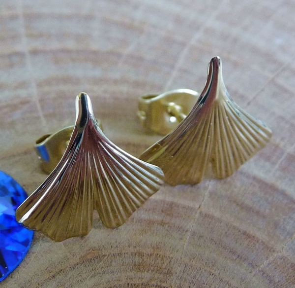 Stecker 12mm Ginkgoblatt 8Kt 333 GOLD