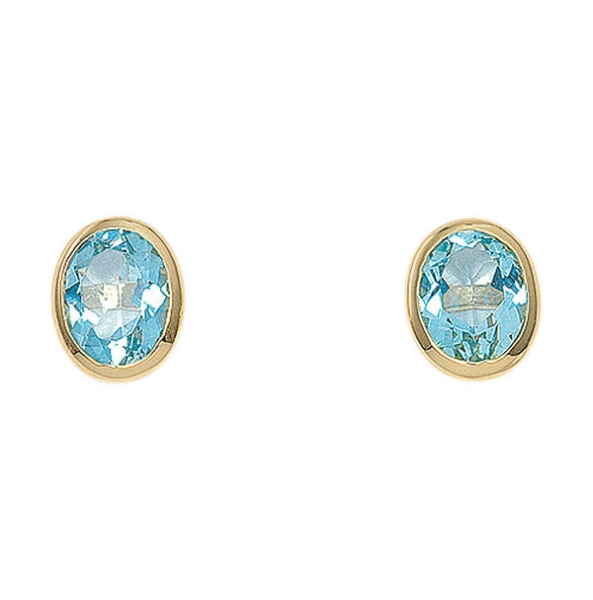 Ohrstecker Aquamarin 9x11mm oval 585 Gold
