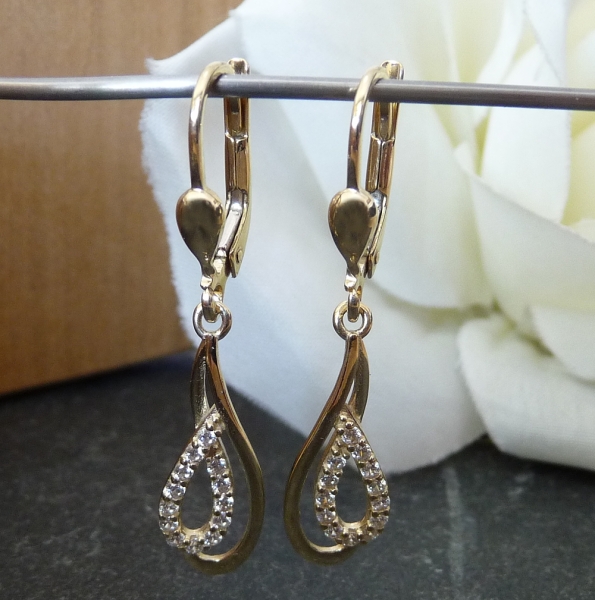 Brisur Ohrhänger Zirkonia 8Kt 333 GOLD