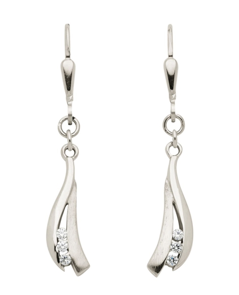 Brisur Ohrhänger Zirkonia 8Kt 333 WEISSGOLD
