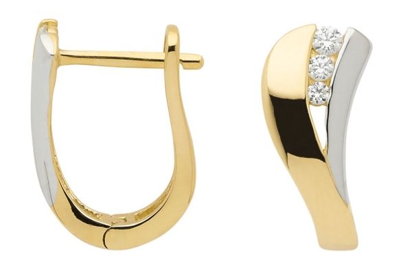 Creole 13,1x5,9mm bicolor Zirkonia 8Kt 333 GOLD