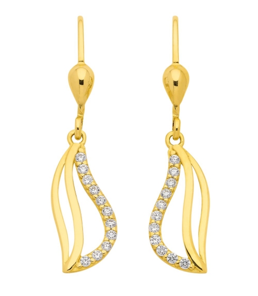 Brisur Ohrhänger Zirkonia 8Kt 333 GOLD
