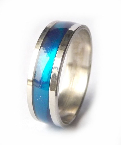 Ring Edelstahl mit Kunststoffeinlage aqua
