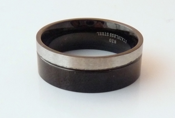 Edelstahl Ring schwarz/silver