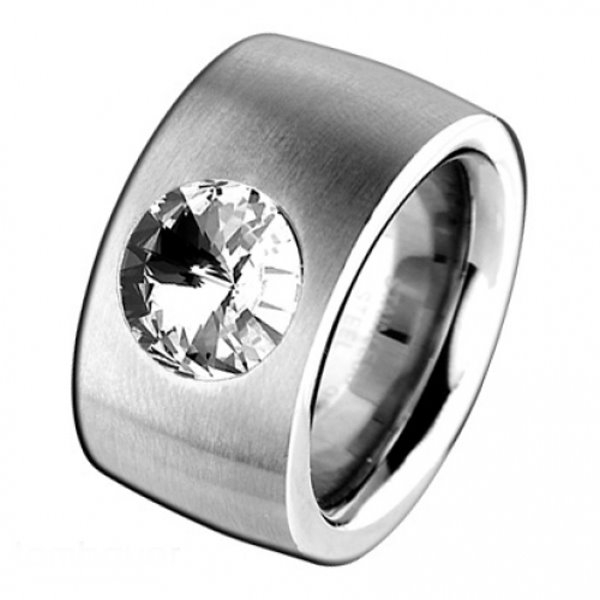 Ring aus Edelstahl 14mm mit Zirkonia crystall