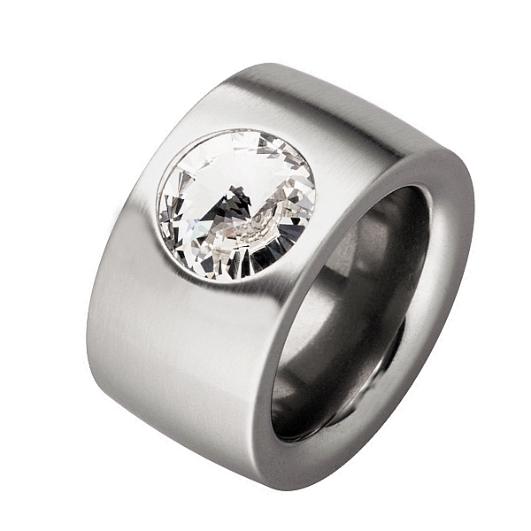 Ring aus Edelstahl 14 mm mit Kristall Stein nach Wahl