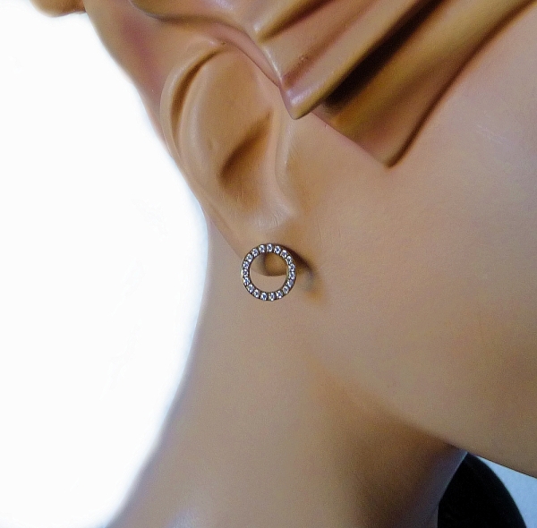 Ohrstecker Edelstahl vergoldet poliert Zirkonia Steine 13mm