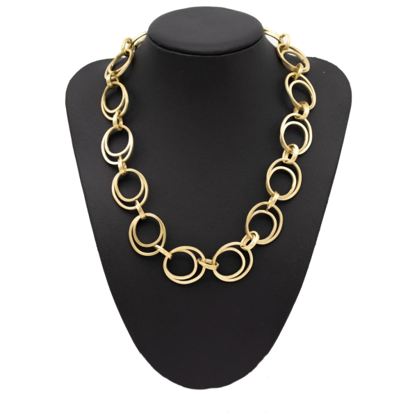 Collier Edelstahl mattiert vergoldet Kringel Design 45cm