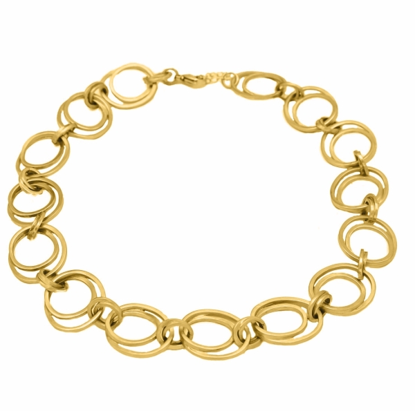 Collier Edelstahl mattiert vergoldet Kringel Design 45cm