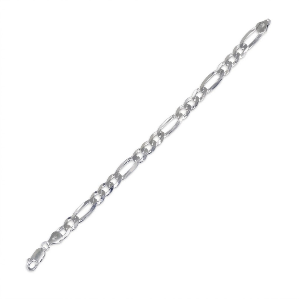 Armband 7mm Figarokette flach Silber 925 20, 21cm