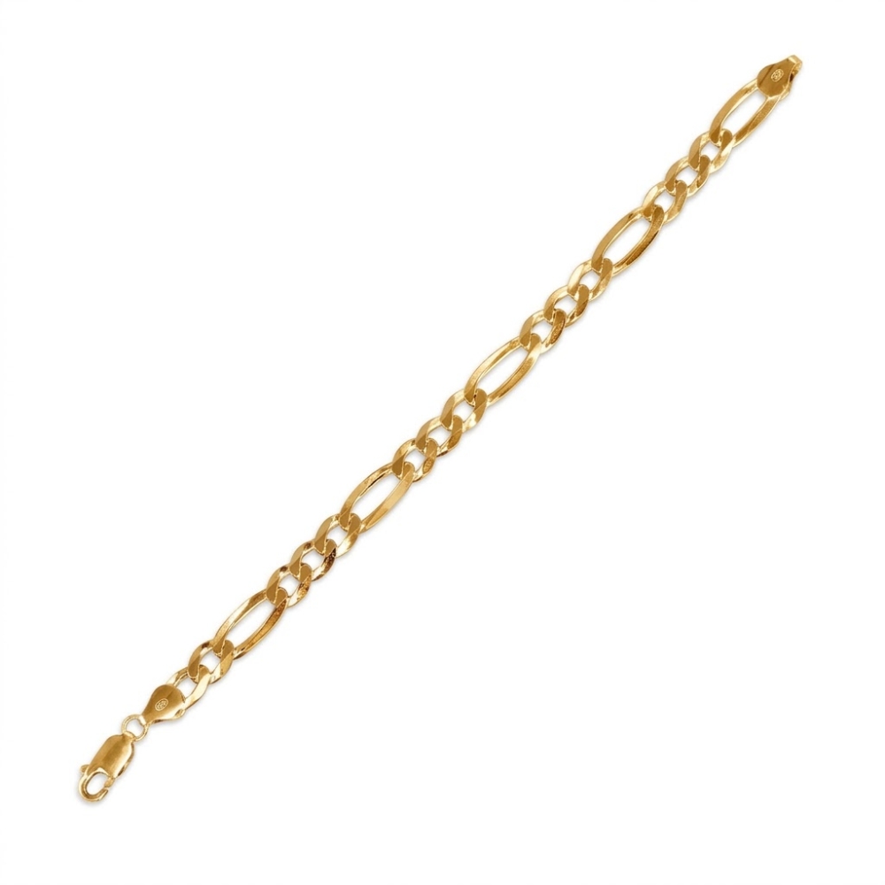 Armband 7mm Figarokette flach Silber 925 vergoldet 20, 21cm