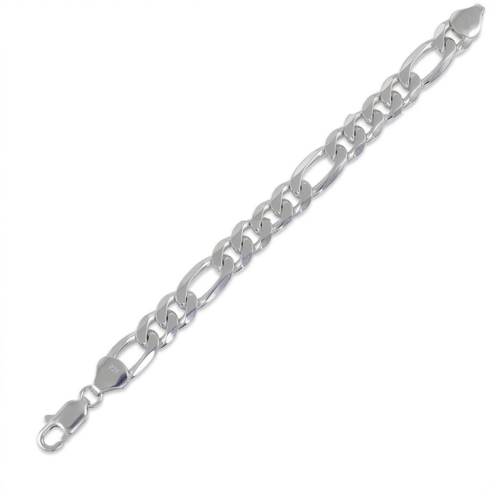 Armband 9mm Figarokette flach Silber 925 21, 22cm