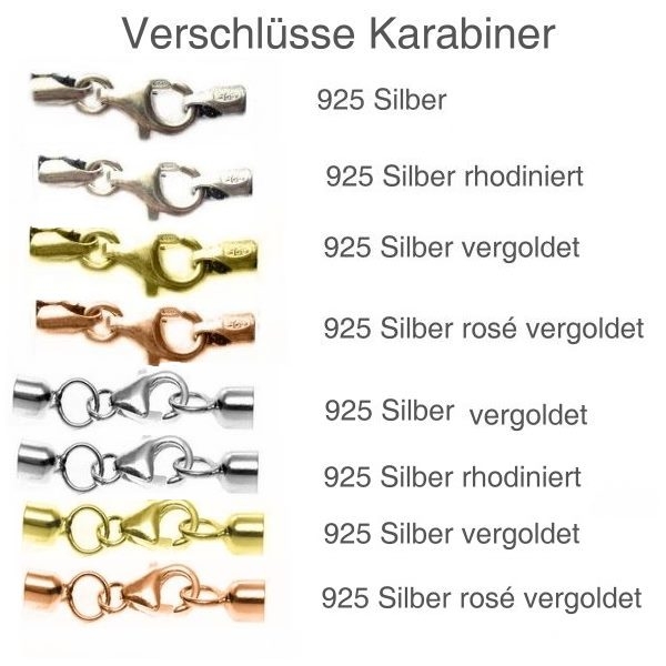 Lederband geflochten 3-6mm mit 925 Silber Karabiner