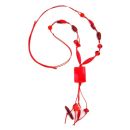Kette 35x25mm Viereck Kunststoff gewellt rot Kordel rot 100cm