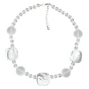 Kette 3x Viereckperlen und Facettenperlen weiß transparent Kunststoff 45cm