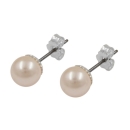 Ohrstecker Ohrring 7mm Glasperle weißwachs-rosa Imitatperle
