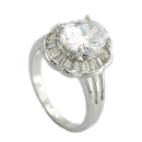 Ring 16x14mm ovaler Zirkonia mit vielen kleinen rhodiniert Ringgröße 56