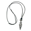 Kette 67x12mm spitze Tüte Kunststoff altsilberfarben Kordel schwarz 90cm