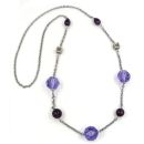 Kette Facettenperle Kunststoff lila Alu-Ankerkette grau 100cm