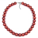 Kette 16mm Perlen Kunststoff rostrot-seidig-glänzend 50cm