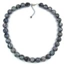 Kette 16mm Perlen Kunststoff grau-marmoriert 55cm