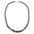 Kette Perlen verlaufend grau-marmoriert glänzend Kunststoff 60cm