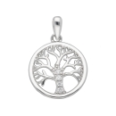Anhänger 15,8mm Baum des Lebens mit Zirkonias poliert Silber 925
