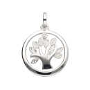 Anhänger 17mm Baum des Lebens mit Zirkonias poliert mattiert Silber 925