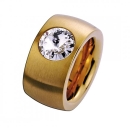 Ring Edelstahl vergoldet 14mm mit Zirkonia kristall