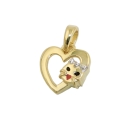 Anhnger Herz mit Katzenkopf 10x10mm 9Kt GOLD