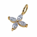 Anhänger, kleine Blüte 7mm, 4x Zirkonia, 9Kt GOLD