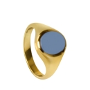 Siegelring ovale Platte Stein 10,5x9mm 8Kt/14Kt/18Kt Gold / Weissgold